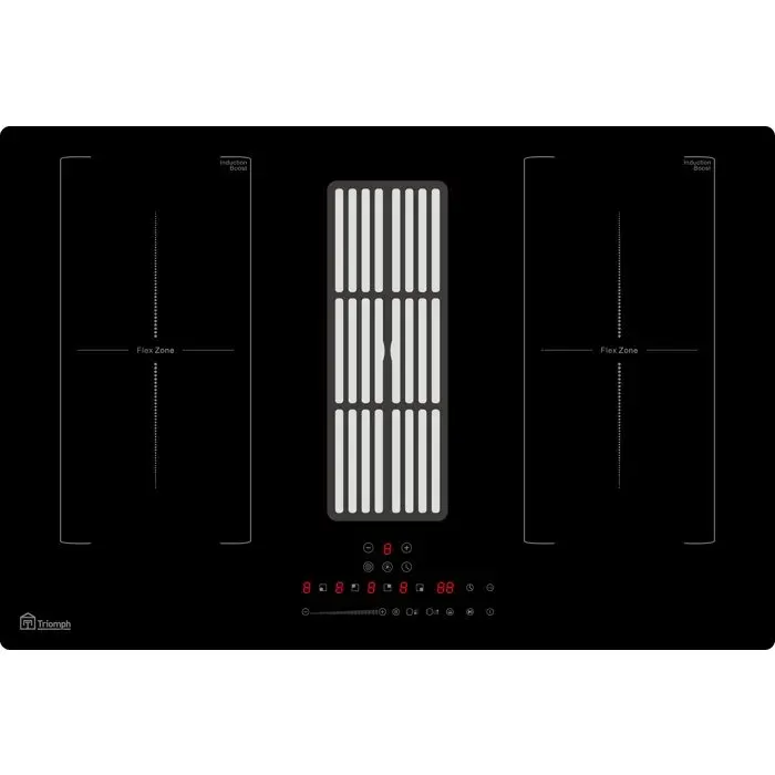 Plaque induction avec hotte intégrée - TRIOMPH - TRCPIDA8000B - 4 foyers - 80 cm - 7000 W