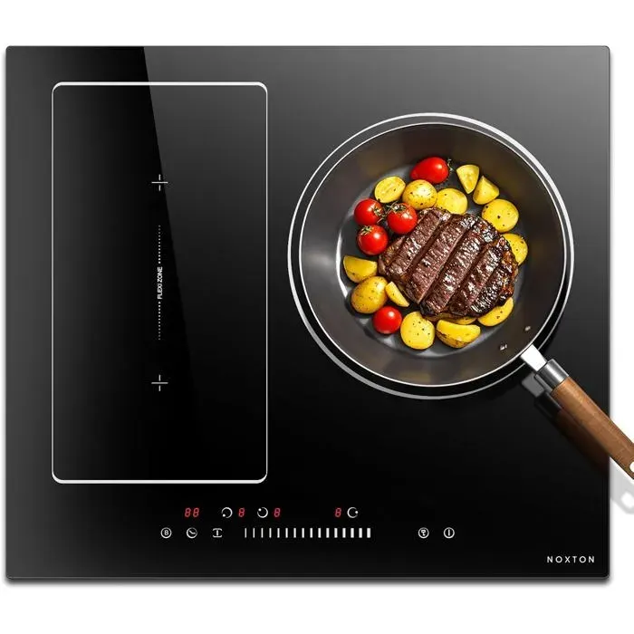 Plaque induction - CACTOSE - 60 cm - 3 feux - Flexizone - 6800W - Sécurité enfant