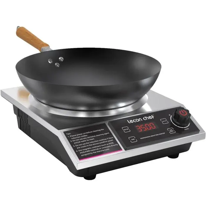 Plaque induction - CACTOSE - Wok simple - 3500W - 11 réglages - Minuterie programmable