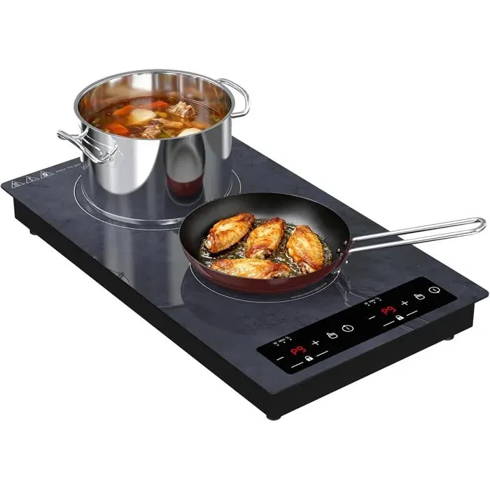 Plaque induction portable - LEHRING - 2 feux - 3000W - 9 niveaux de puissance - 9 niveaux de température — coloris Bleu