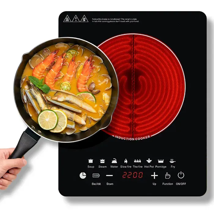 Plaque Induction Portable - Ultrixe - 2200W - tactile - Surface céramique - 10 Niveaux de Puissance - Plaque de cuisson induction