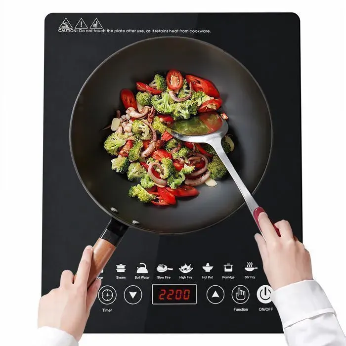 Plaque Induction Posable 2200W - 8 Niveaux - Cuisson Rapide et Économique - Design Compact pour Maison/Bureau/Voyage