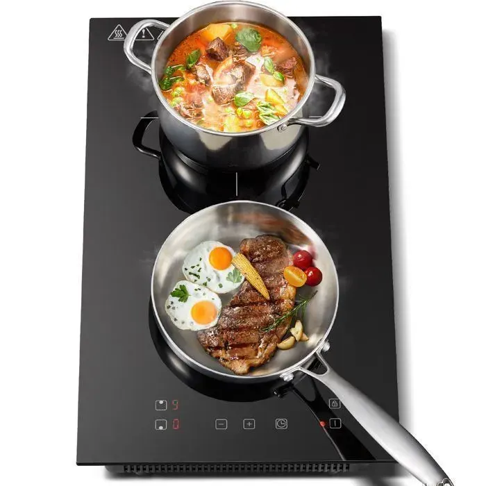 Plaque Induction2 feux EncastrableTable de cuisson inductionMinuterie Auto-Arrêt 3300 W L52 cm9 niveauxcuisinière électrique