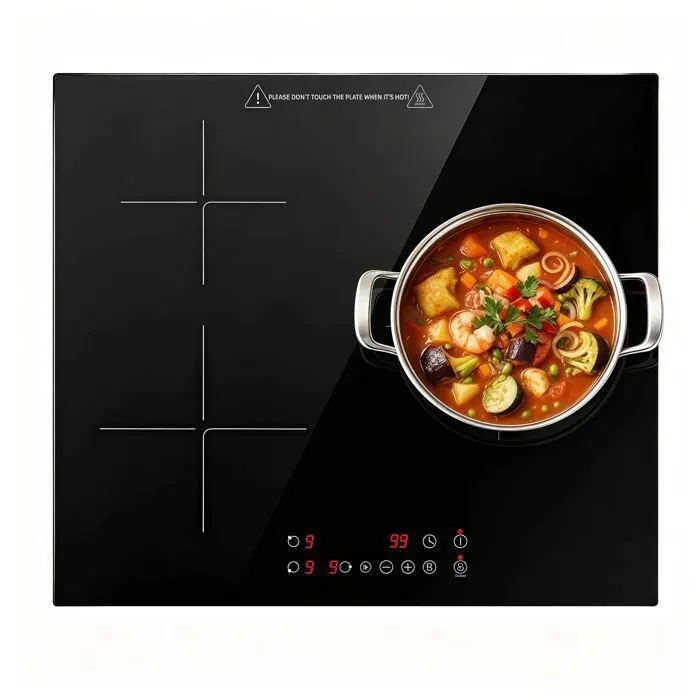 Plaque InductionPlaque de Cuisson 3 Feux BoosterSécurité Enfant Minuterie9 Niveaux de Puissance Encastrable60 CM 6800W