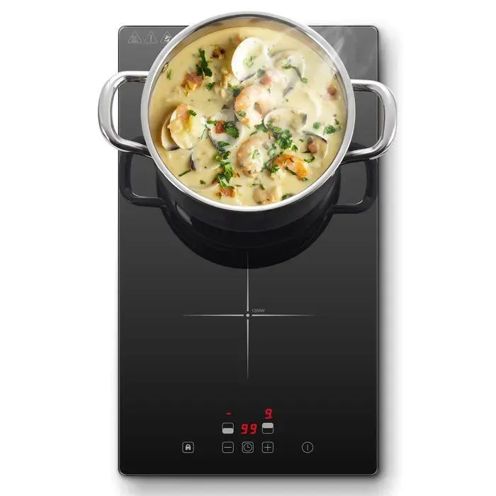 Plaque InductionPlaque de Cuisson Electrique 30cm 2 feux Encastrable 3000W 9 niveaux de puissance minuterie 1-99 min
