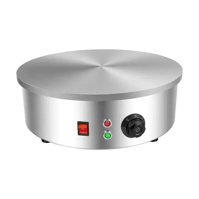 Plaque ronde de 45 cm - Appareil à crêpes électrique - 3000 W - Plaque de cuisson plate anti-adhésive