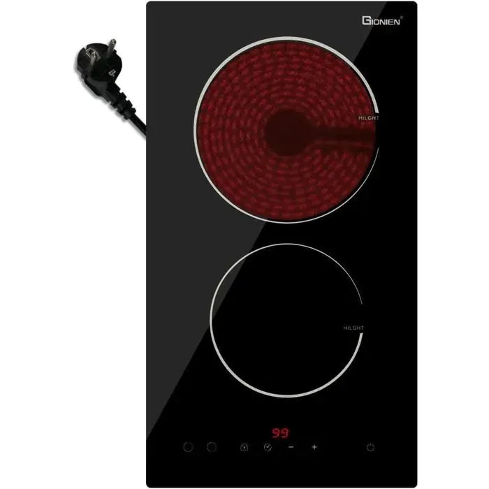 Plaque Vitrocéramique 2 Feux Encastrable 30 cm2 Zones2900W — coloris Noire
