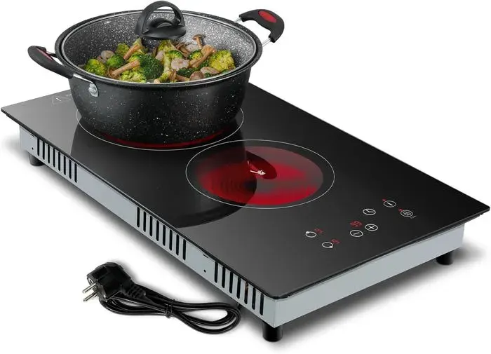 Plaque Vitrocéramique 2 Feux30Cm3000W9 Niveaux De PuissanceMinuterie 1-99 MinPour Toutes Les Casseroles