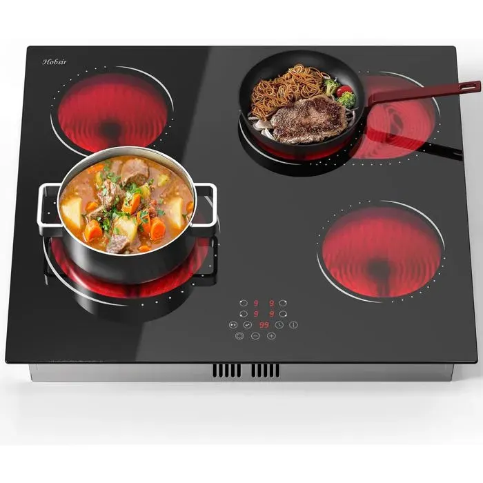 Plaque Vitrocéramique 4 Feux Avec 2 Zones Flexibles6600W