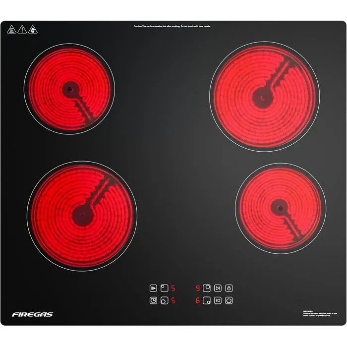 Plaque Vitrocéramique 4 Feux Encastrable 6000W9 Niveaux De PuissanceCommande Tactile