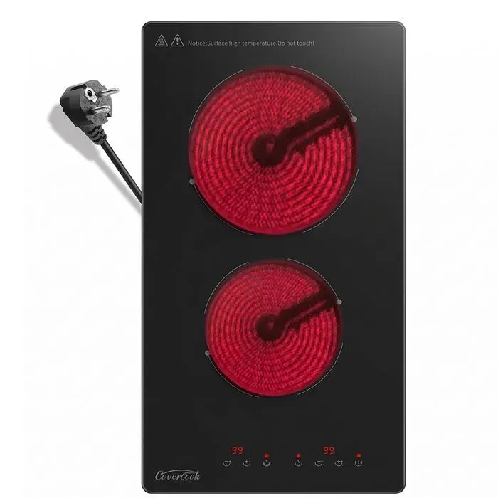Plaque vitrocéramique encastrable 2 foyers 30 cm tous récipients avec témoin chaleur résiduelle