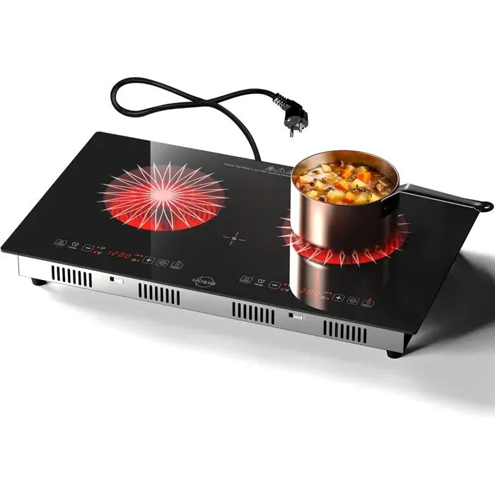 Plaque Vitrocéramique Portable 2 Feux Avec Prise3200W