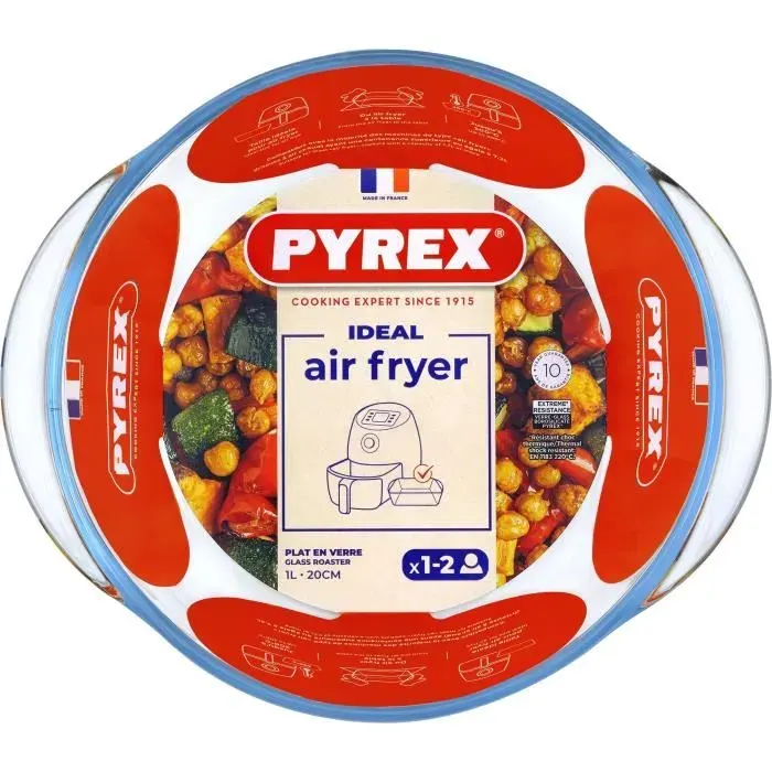 Plat air fryer - PYREX - 1450140 - Rond - En verre borosilicate - 20 cm