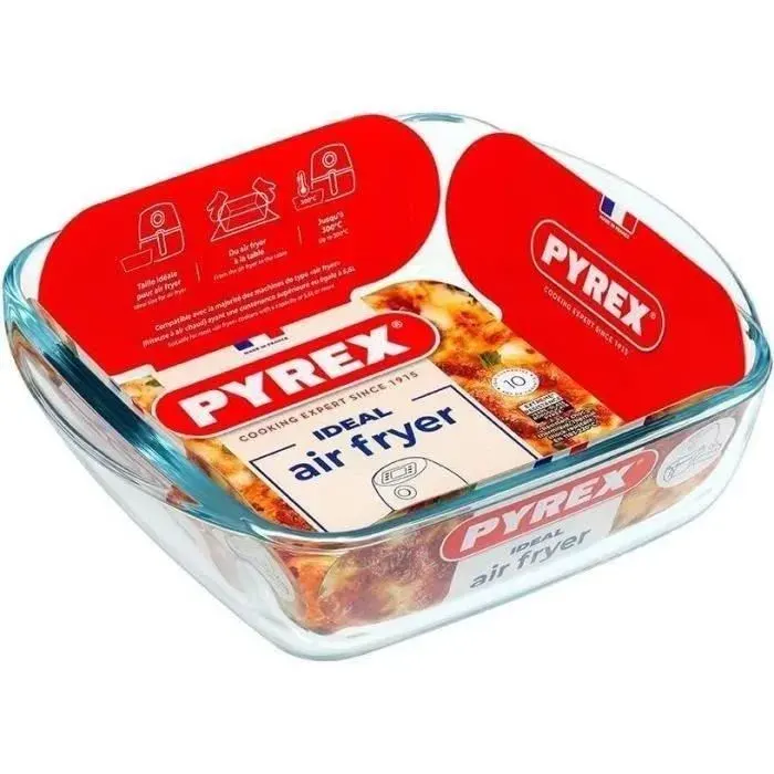 Plat air fryer - PYREX - 1450141 - Carré - En verre borosilicate - 20 x 17 cm