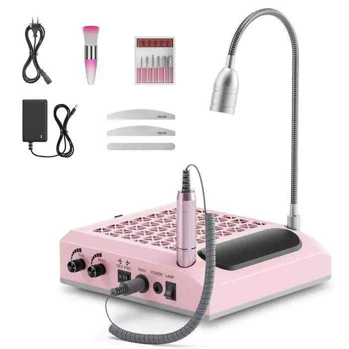 Ponceuse à ongles électrique 4 en 1 30 000 tr/min aspirateur 80W lampe LED rotative 6W pour salon et maison