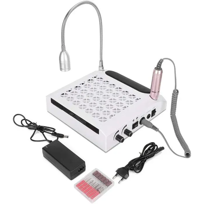 Ponceuse À Ongles Électrique 4 En 1 Aspirateur - Lampe Nail Art - Oreiller À Main Pour Ongles - Kit De Manucure Pédicure 80W Man