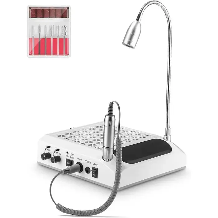 Ponceuse Ongles 4 En 1 - 1 Pièce - Métal - 30000 Rpm - Aspirateur Intégré Et Lumière Led - Salon Et Maison ABRIBUS