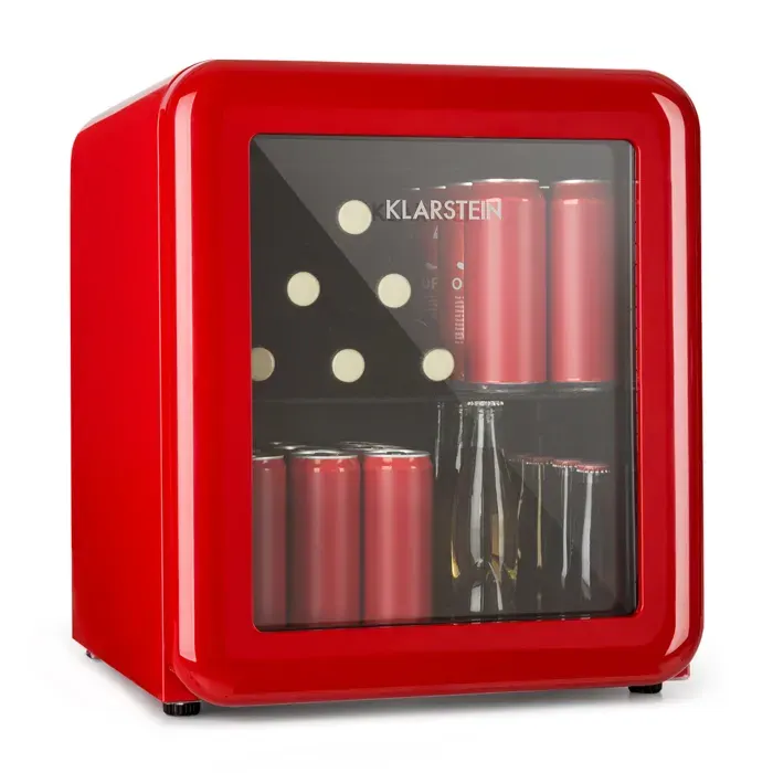 PopLife 50cm 48L Frigo à Boisson avec Porte Vitrée Rouge