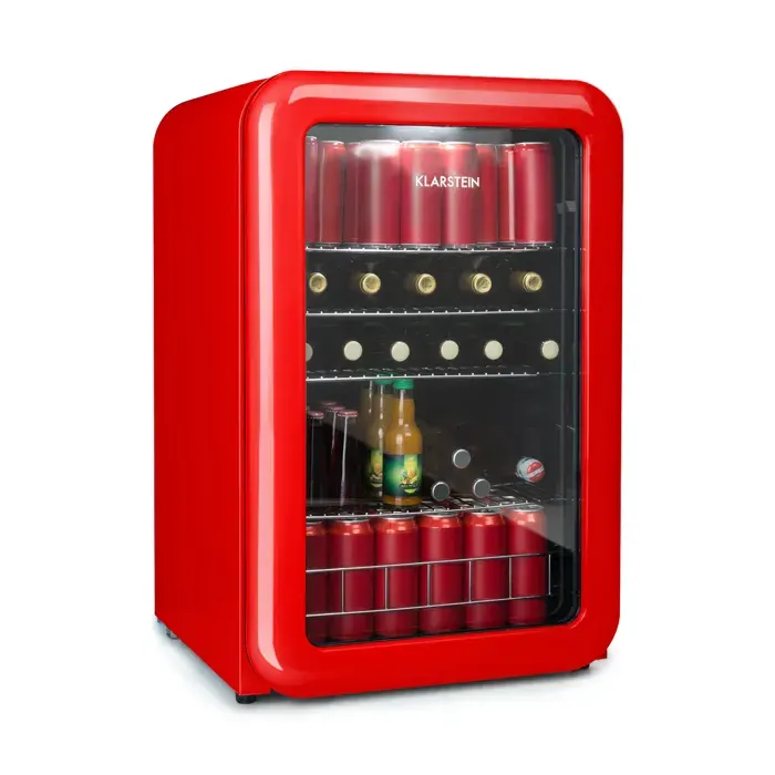 PopLife 84cm 115L Frigo à Boisson avec Porte Vitrée Rouge