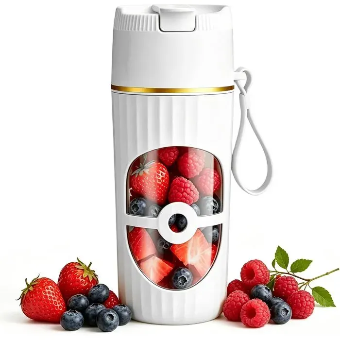 Portable: 400ml Smoothie USB Rechargeable Mini Mélangeur Mixeur Blenders Smoothie Mixer Avec 10 Lames Pour Salle De Sport Bureau