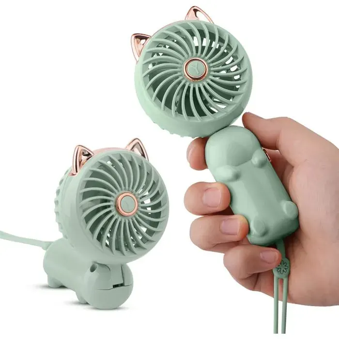 Portable Handheld Fan Mini USB Fan with Rechargeable Battery and 3 Speeds Cute Personal Small Electric Fan