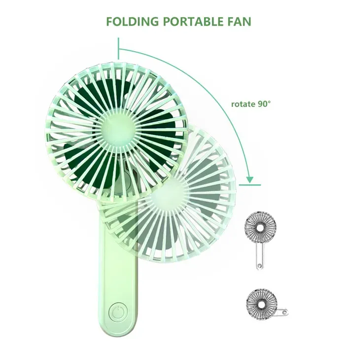 Portable USB portatif ventilateur pliant de charge USB pour une utilisation de voyage dété à domicile — coloris Vert