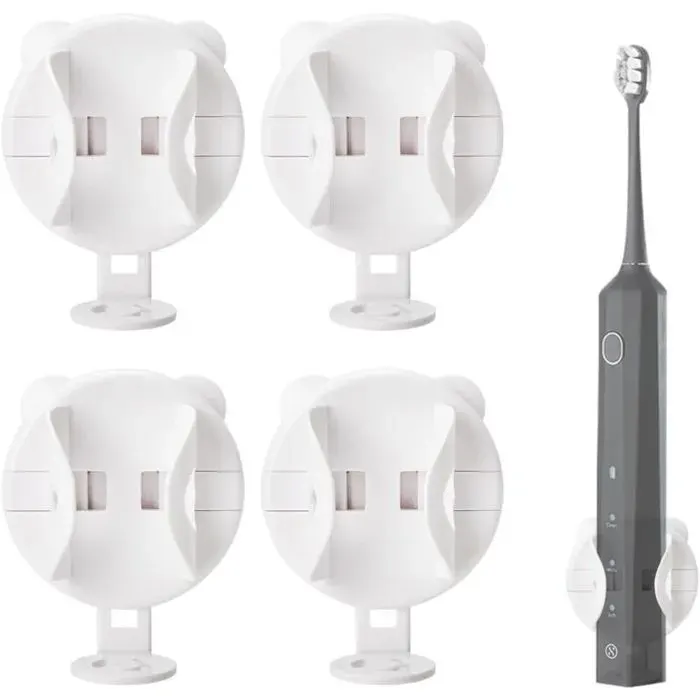 Porte-brosse à dents électrique autocollant porte-brosse à dents mural boîte de rangement pour brosse à dents électrique (4 pièce
