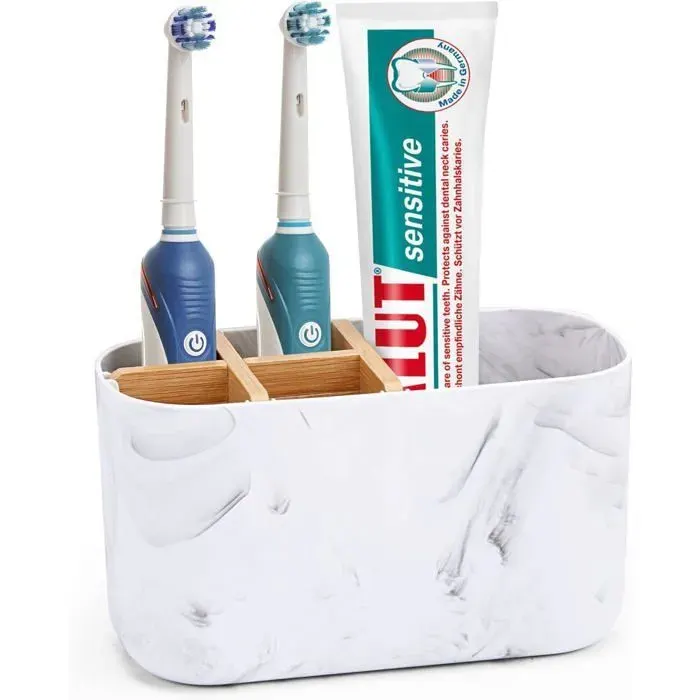 Porte-brosse à dents en bambou pour salle de bain porte-brosse à dents électrique pour enfants et familles 5 emplacements ODIPIE