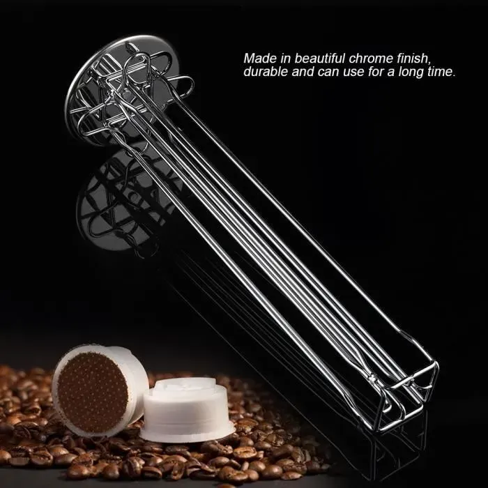 Porte-capsule rotatif - Nespresso - Modèle chromé - Grande capacité - 40 capsules - Base rotative 360°