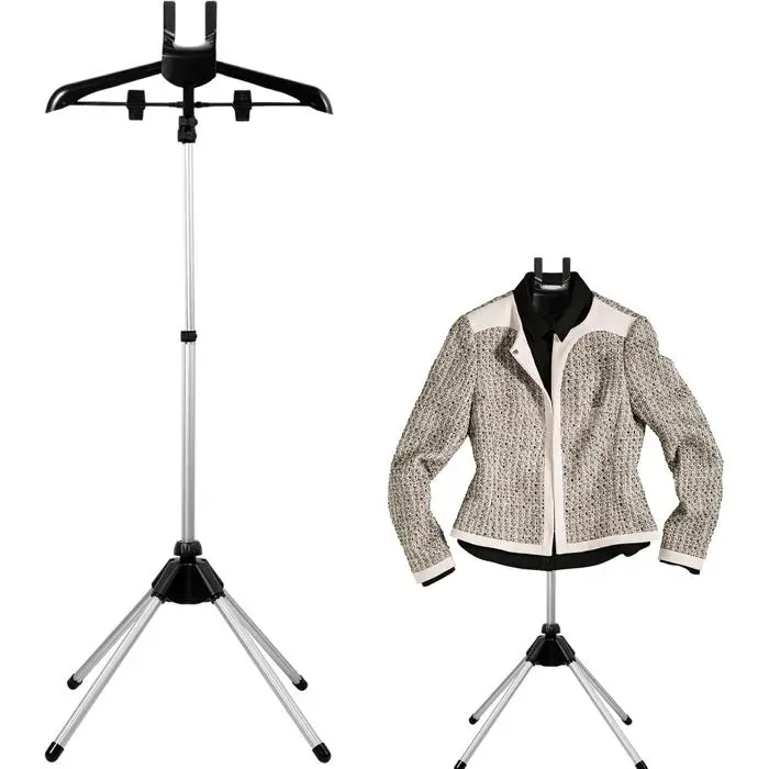 Porte - fer à vapeur rétractable pliable - réglable en hauteur - pour vêtements - noir
