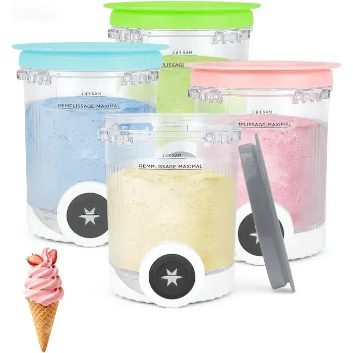 Pot Pour Ninja Swirl By Creami - 4 Pièces Récipient Pour Ninja Creami Nc701Eu Nc700 Bacs À Crème Glacée Avec Couvercles Étanches