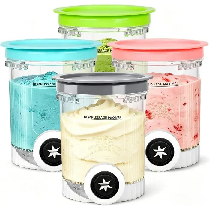 Pot Pour Ninja Swirl By CreamiAvec Couvercles Étanches4 Pièces Récipient Pour Ninja Creami Nc701Eu Nc700Bacs À Crème GlacéeSan