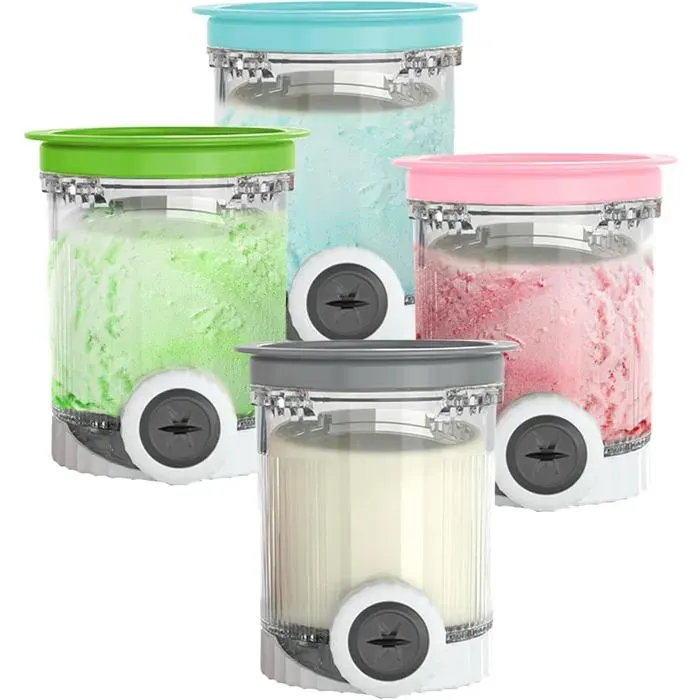 Pots à glace - TELINEX - Compatibles Ninja NC700/NC701 - Lot de 4 pintes - Couvercles inclus - Sans BPA