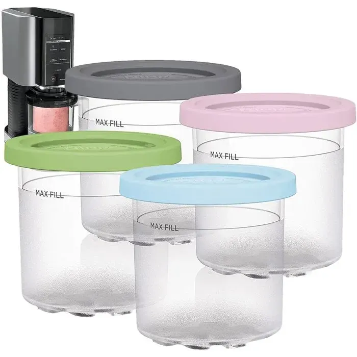 Pots Ninja Creami Lot 4 Pintes Réutilisables Machine Glace NC299AMZ NC300s