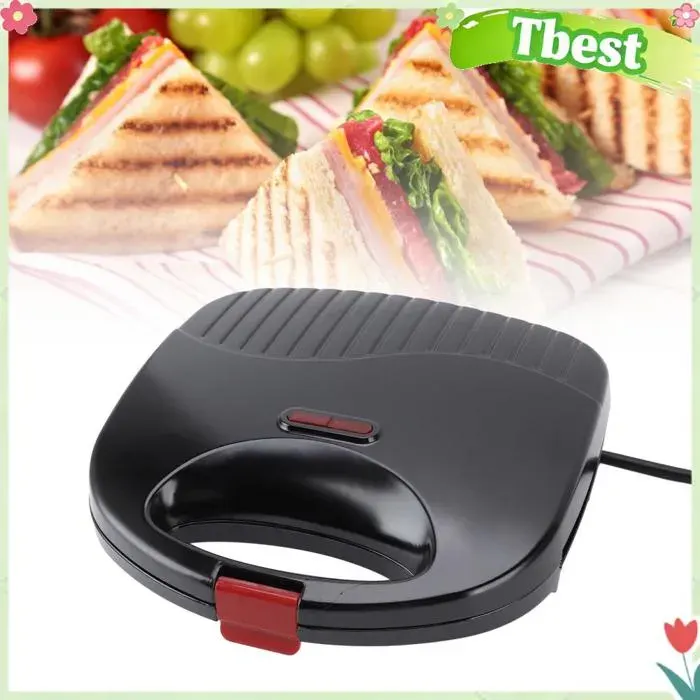 Presse à Panini - TBEST - Presse à Panini électrique - 750 W - Plaques antiadhésives double face - Prise UE 220V — coloris Noir