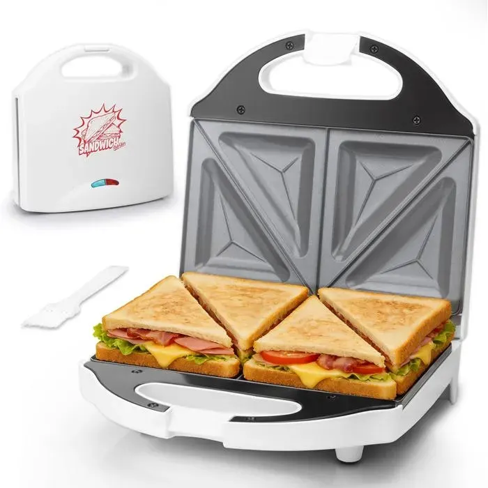 Presse À Sandwich Petit-Déjeuner En Céramique Pour 2 Tranches Mini Presse À Sandwich Maker À Griller Le Fromage Électriqu[AA346]