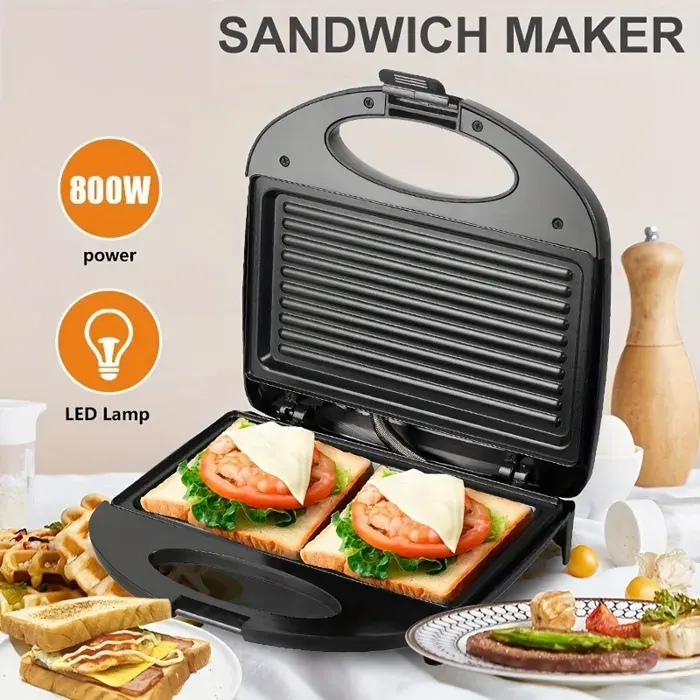 Presse à sandwichs et paninis électrique intégrée (avec plaques antiadhésives amovibles) — Cuisson rapide double face