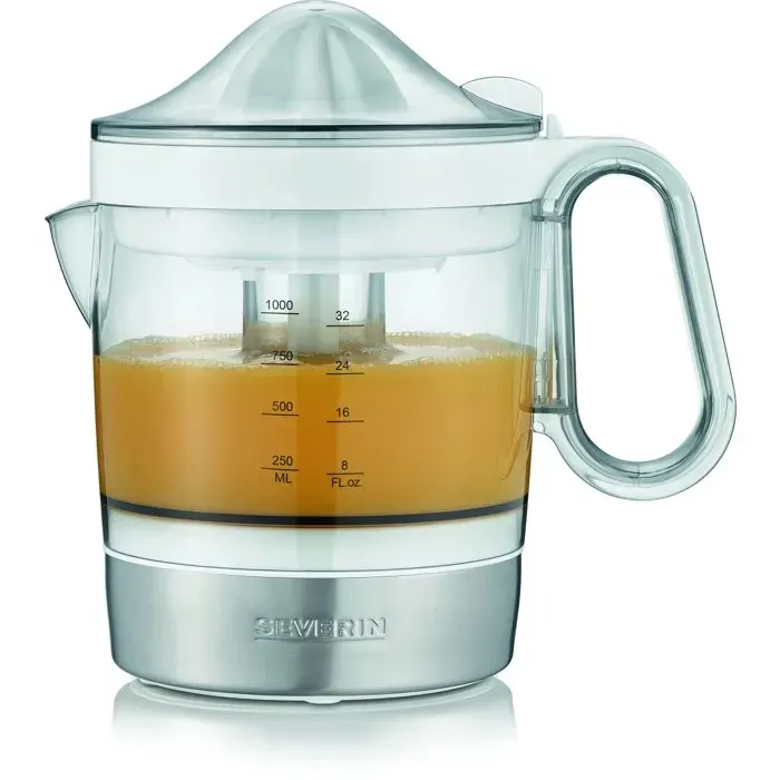 Presse-agrumes électrique 1L - SEVERIN - CP3535 - Avec 2 cônes amovibles - réservoir XXL de 1L - 40 W - blanc