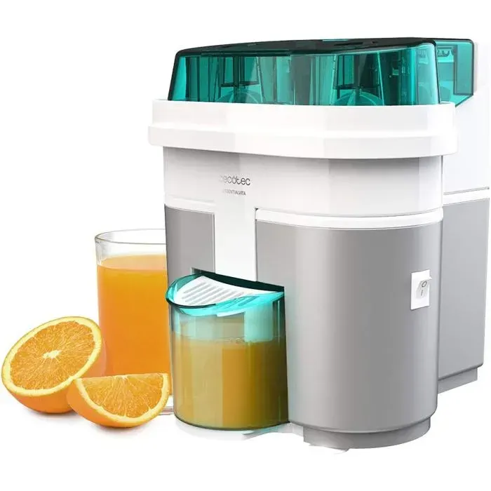 Presse-agrumes électrique - 90 W - Double tête - Coupe-agrumes intégré - Filtre à pulpe - Verre 500 ml