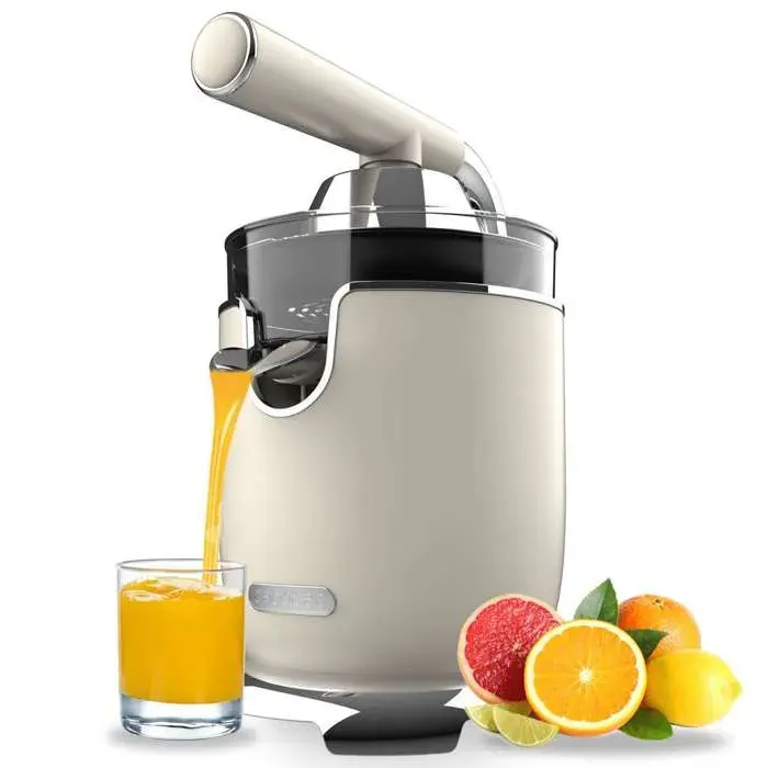 Presse-agrumes électrique - CECOTEC - Xqueeze RetroJuice 1000 - 1000 W - Filtre inox - 500 ml — coloris Beige