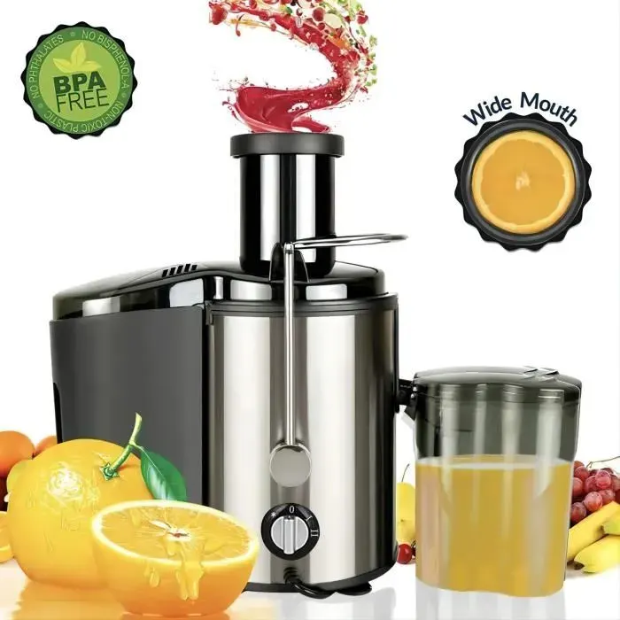 Presse-agrumes électrique - PRUMYA - Centrifuge 400W - Acier inoxydable - 3 vitesses - 65 mm ouverture