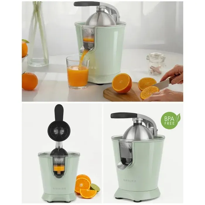 Presse-agrumes - HKOENIG - Fruits à Bras - 160 W - Vert pastel - Acier inoxydable - Silencieux