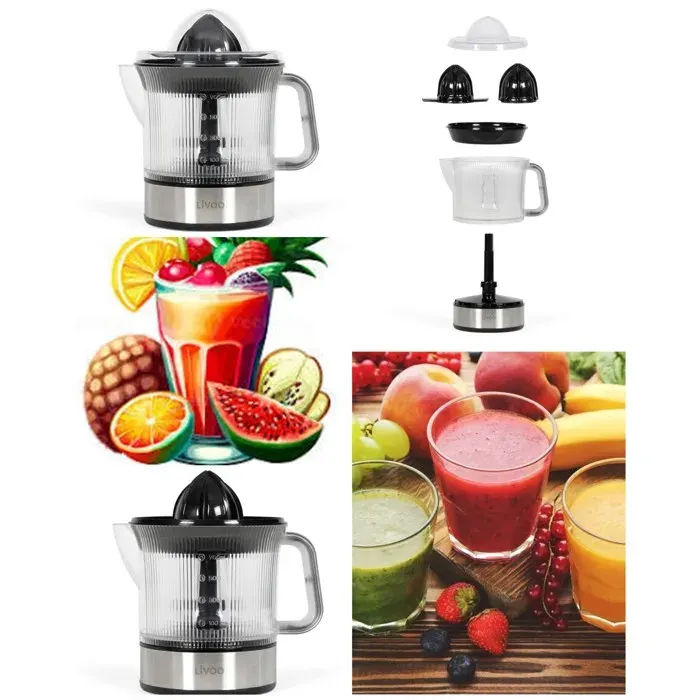 Presse-agrumes - LIVOO - 0.8L - 40W - Inox - Double cônes