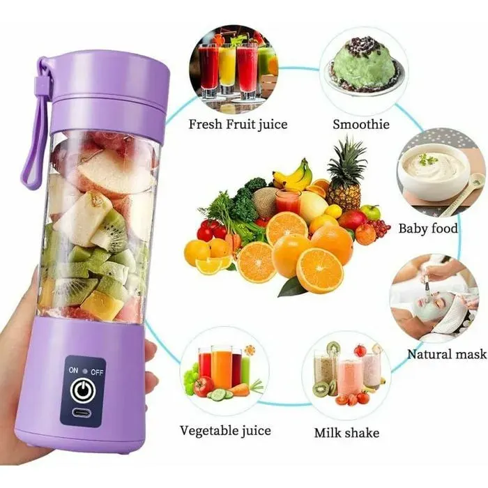Presse-agrumes portable Blender lectrique USB Mini blender portable pour shakes et smoothies Mixeur de jus de 380 ml avec si Odipie