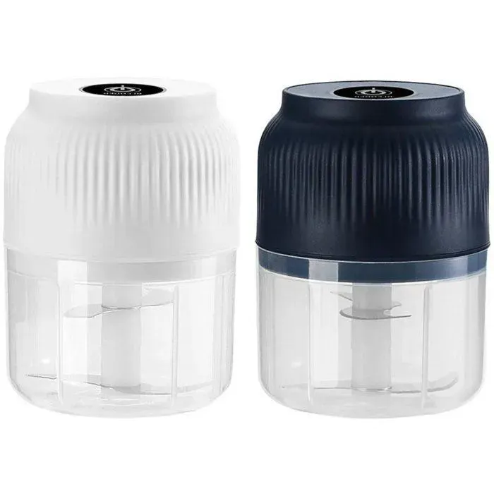 Presse-ail électrique 300 ml / Hachoir à ail/oignon robot culinaire sans fil équipé de 4 lames tranchantes. Convient pour Femeo