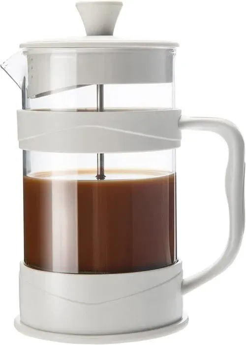Presse café/thé à piston 350ml avec poignée en bambou et verre résistant à la chaleurcafetière française à infusion froideblanc