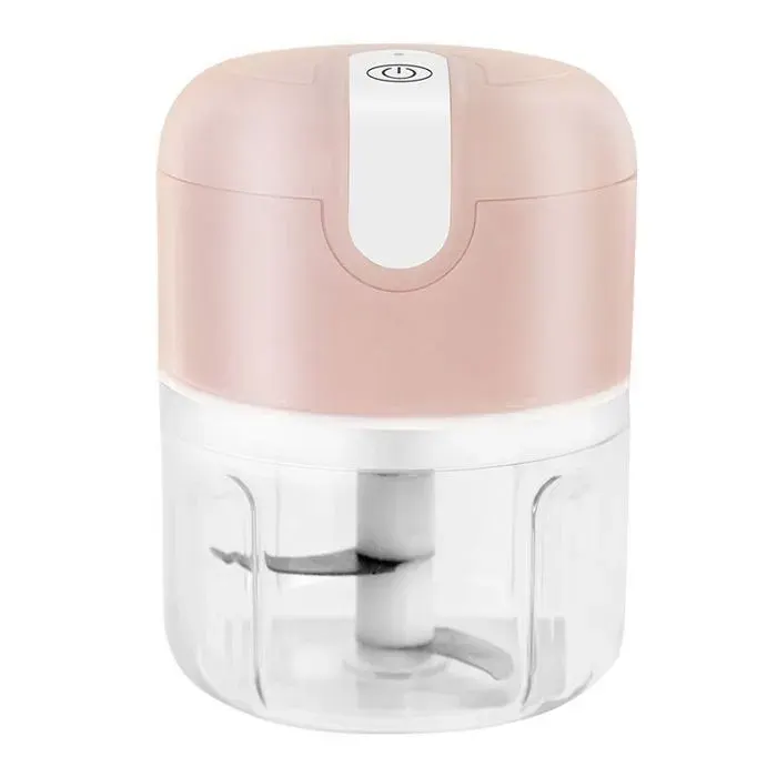 Presse (Rose) Hachoir sans fil pour ail et légumes - Mini robot de cuisine puissant pour un hachage rapide ail électrique 250 ml