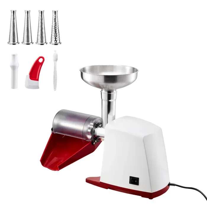 Presse-Tomate Électrique 800 W-Duoku-Capacité Maximale de 40 kg/h 4 Filtres Coniques Blanc Idéale pour Confitures Purées Sauces