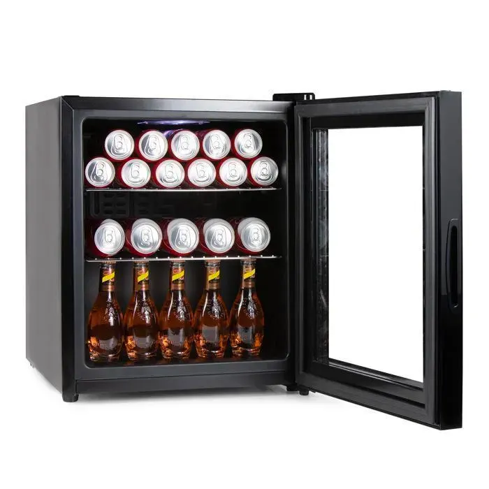 PRIMO PR178BC Réfrigérateur à boissons - Minibar - Mini réfrigérateur - Porte vitrée - Pose libre - 46L - D - Noir