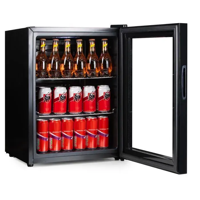 PRIMO PR179BC Réfrigérateur à boissons - Minibar - Mini réfrigérateur - Porte vitrée - Pose libre - 60L - D - Noir